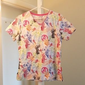 EUC Avengers scrub top